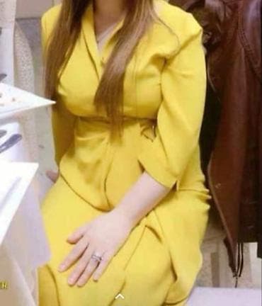 don: Qadın geyimi – sarı rəngli elegant don - Model: Dizə qədər uzunluqda — 1