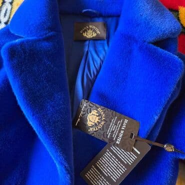 uzunqol bluzkalar ilə qadın köynəkləri: Palto, L, rəng - Göy — 4