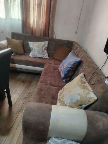 metbex kunc divanlari: Künc divan dəsti acilan - L formalı künc divan, yumşaq süet tipli — 1