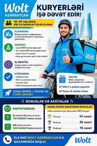 ereb azerbaycan tercume: Sürücü-kuryer tələb olunur, Ayda 2 dəfə ödəniş, Təcrübəsiz — 1