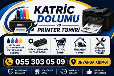 televizor temir: Katric dolumu və printer təmiri Bütün növ printerlərin katric dolumu — 8