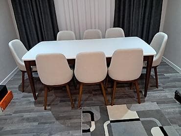 Qonaq otağı üçün, Yeni, Açılmayan, Dördbucaq masa, 8 stul