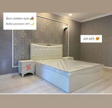 Çarpayılar: Yeni, İkinəfərlik çarpayı, Bazasız, Matras ilə, Siyirməsiz, Azərbaycan — 1