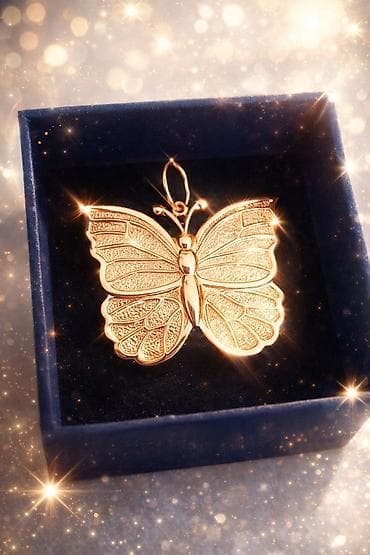 mini çanta: Qızılı tonlarda kəpənək kulonu - Zərif kəpənək forması: detallı qanad — 1