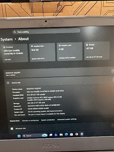 oyuncu notebook: MSI, 15.6 ", Intel Core i5, 512 GB — 3