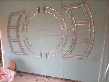 alcıpan tavan fiqurları: Hər növ Alcipan işləri görülür. Düz sadə tavan. Ara kəsmə divar — 20