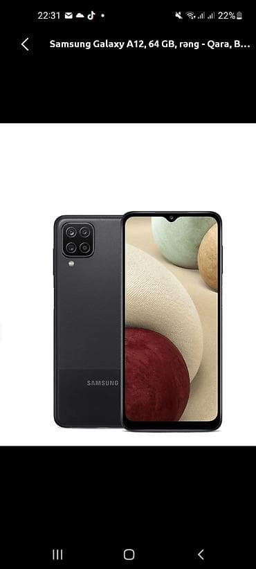 note 7 pro: Samsung Galaxy A12, 64 GB, rəng - Qara, İki sim kartlı — 1