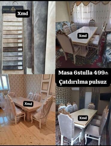 qonaq otagi ucun xalcalar: Qonaq otağı üçün, Yeni, Açılmayan, Dördbucaq masa, 6 stul — 1