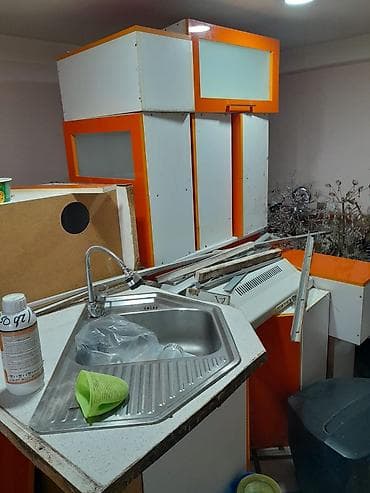 metbex dolabı: Mətbəx mebel dəsti – künc tipli - Rəng: narıncı-ağ kombinasiya, mat — 1