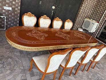 həsir stol stul: Qonaq otağı üçün, Açılmayan, Oval masa, 8 stul — 5