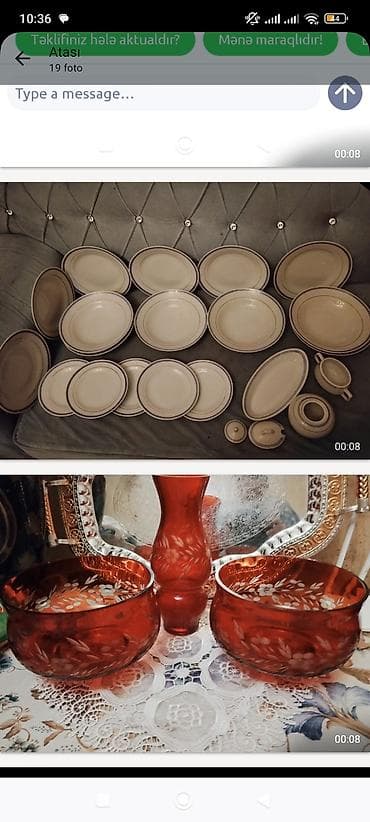 Məişət qabları dəsti - Porşelen servis: krem rəngli, incə mavi lalafo.az -da Məişət qabları dəsti - Porşelen servis: krem rəngli, incə mavi