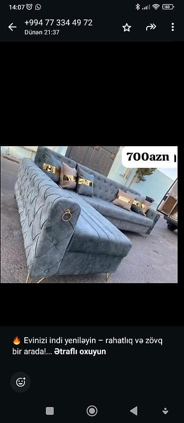 ağ divan: Mebel dəsti və ayrı-ayrı mebellər - Künc divanlar: - Boz rəngdə — 1