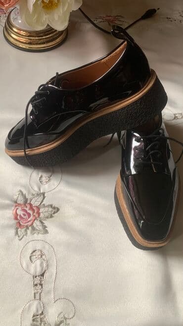 женские толстовки на молниями: Туфли, Zara, Размер: 36.5, цвет - Черный, Б/у — 2