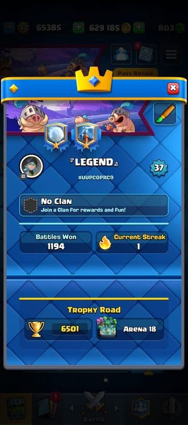 Коллекционные карточки: Clash Royale hesabı – yüksək səviyyəli oyun profili - Kral səviyyəsi — 3