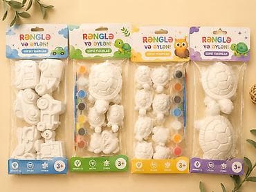 oyuncu az: 📦 Böyük Dəst:✨ 10 ədəd sehrli gips fiqur🎨 12 ədəd canlı və parlaq — 10