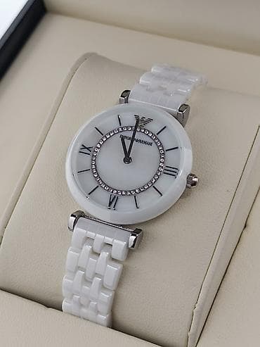 saat şamdan: Qol saatı, Emporio Armani, rəng - Ağ — 7