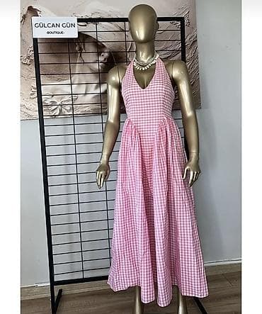 qadin yay etirleri: Məhsul: Qadın yay donu - Rəng və naxış: Açıq çəhrayı-ağ dama — 1