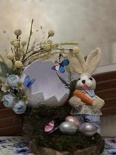 Güzgülər: Pasxa temalı dekor kompozisiya - Təbii ağac kəsiyindən hazırlanmış — 6