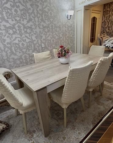 stullar satilir: Qonaq otağı üçün, Dördbucaq masa, 6 stul — 1