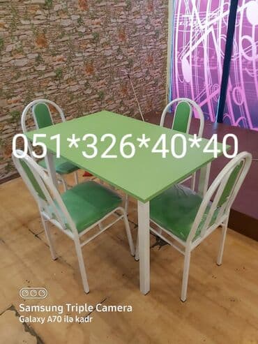 Masa və oturacaq dəstləri: Qonaq otağı üçün, Yeni, Açılan, Kvadrat masa, 4 stul — 5