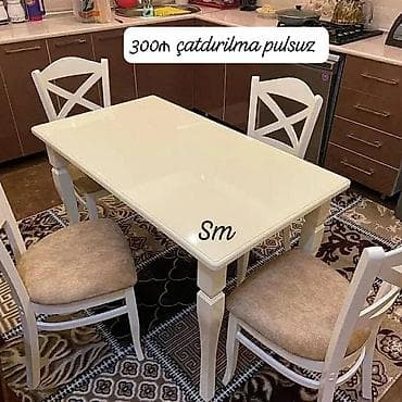 stol stul 2 ci el: Mətbəx üçün, Açılmayan, Dördbucaq masa, 4 stul — 1