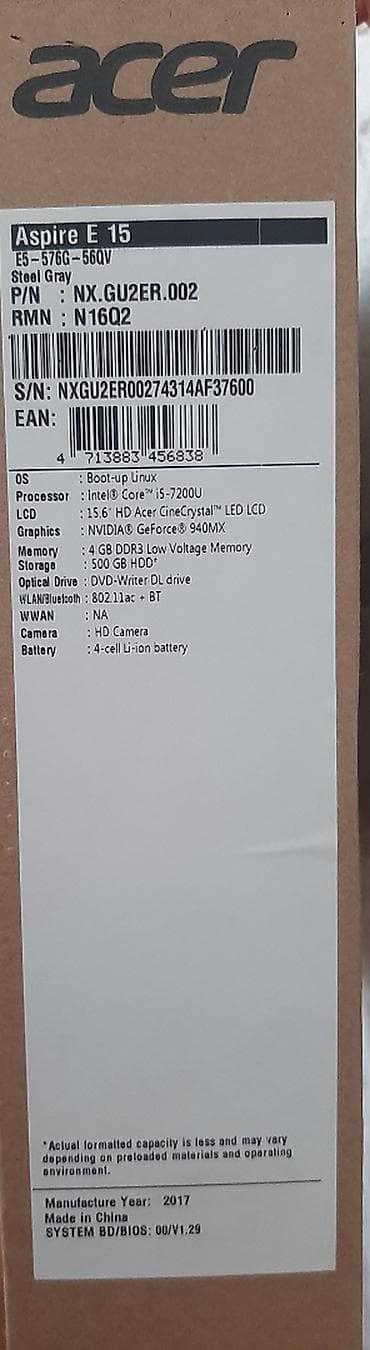 msi notebook: Acer Aspire e 15. Butun psrametler sekilde paylaşilib. Noutbuk işlek — 3