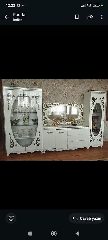 nabor: Ağ rəngli klassik qonaq otağı mebel dəsti - Tərkib: 3 hissədən ibarət — 1