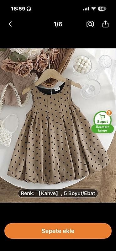 Məhsul: Qız uşaqları üçün paltar - Dizayn: Kahverengi (qəhvə tonunda)