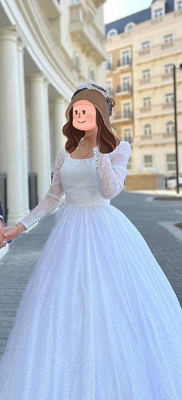 - Gəlinlik modeli: klassik ball-gown siluet - Rəng: qar kimi ağ, incə — 2