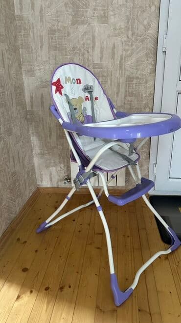 uşaq yeməyi: Uşaq üçün yemək stulu - Rəng: bənövşəyi-ağ - Yumşaq oturacaq və bel — 2