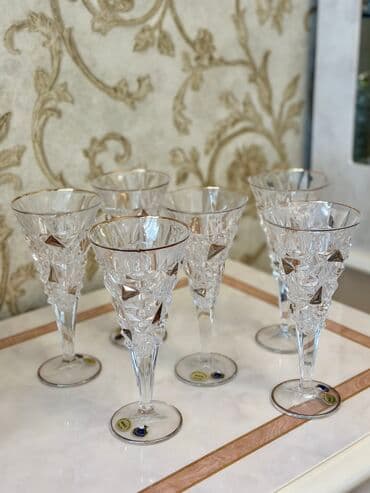 qab dəstləri: Qədəhlər, Xrustal, 6 ədədli dəst, Çexiya — 3