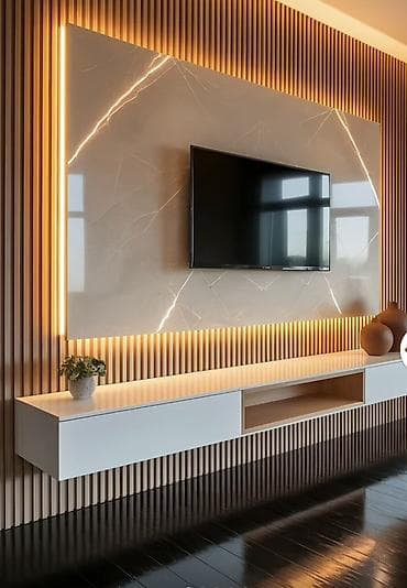 ev əşya: Прямой ТВ стенд, С полками — 2