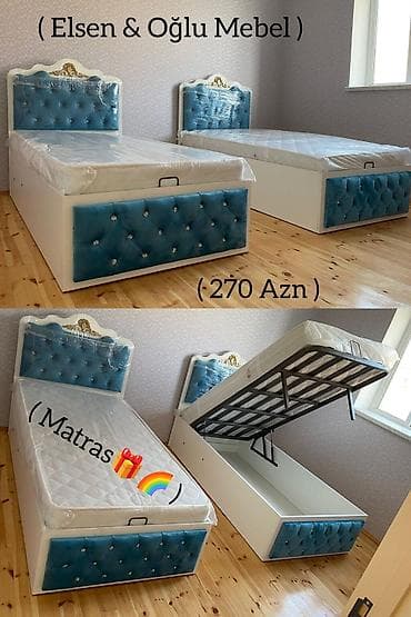 carpayi demiri: Təknəfərlik çarpayı, Bazalı, Matras ilə, Siyirməsiz — 2