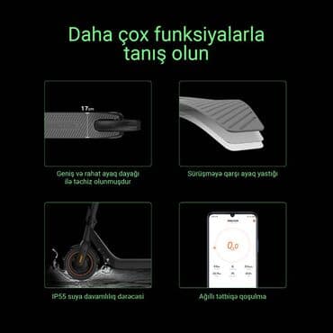 электроскутер в баку: Yeni Elektrik samokat 10", 501 - 750 Vt, 26 - 35 km/s, Rayonlara çatdırılma, Ünvandan götürmə, Pulsuz çatdırılma — 7