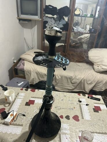 shah qəlyan mağazası qelyan tutunleri və qəlyan satışı: Kalyān (şişə nərgilə) komplekti - Rəng: qara şüşə baza, mavi/göy — 1