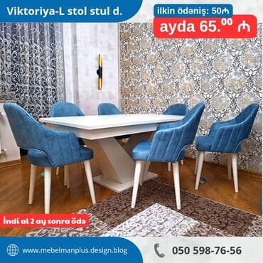 oturacaqlarin uzlenmesi: Qonaq otağı üçün, Yeni, Açılan, Dördbucaq masa, 6 stul — 1