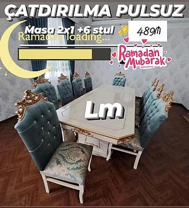 стуля: Для гостиной, Нераскладной, Прямоугольный стол, 6 стульев — 1