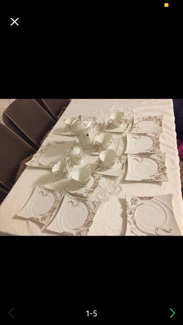 12 yaş tortu: Çay dəsti, rəng - Ağ, 6 nəfərlik — 1