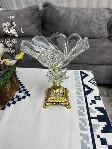 qizil qablari: Şüşə dekorativ gile meyvə/qənnadı qabı – klassik dizayn - Material — 3