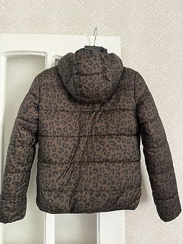 hamam papagi: Leopar naxışlı qışlıq şişmə gödəkçə - Rəng: tünd qəhvəyi əsas, qara — 2