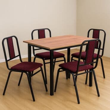 metbex ucun stol ve stullar: Для кухни, Новый, Нераскладной, Прямоугольный стол, 4 стула — 1