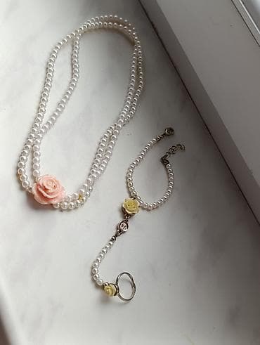 İnci bəzək dəsti - Zərif süni inci dənəciklərindən hazırlanmış 2qat