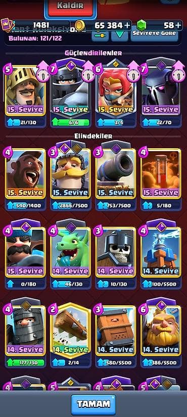 Clash Royale oyun hesabı. Hesabın əsas göstəriciləri: - Kral — 3