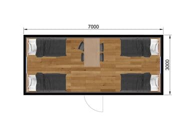 dəmir butqa: 7.00x3.00m bir otaqlı Konteyner ---Uzunluq: 7.00m ---En: 3.00m — 6