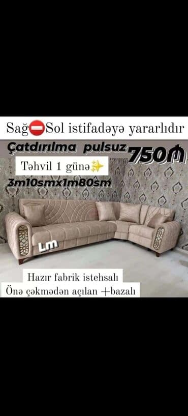 kristal: Künc divan, Yeni, Açılan, Bazalı, Parça, Şəhərdaxili pulsuz çatdırılma — 1