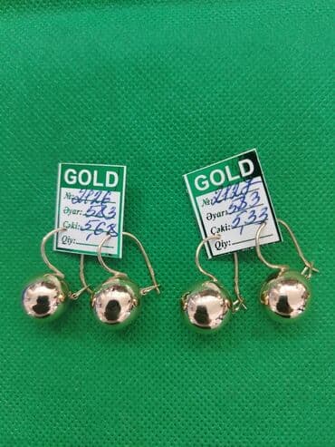 tek qas sirga modelleri: Sırğa, Sarı qızıl, 583 Əyar — 11