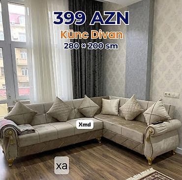 yeni divanlar: Künc divan – ölçü 280 × 200 sm - Yumşaq, rahat oturuş və bel dəstəyi — 1