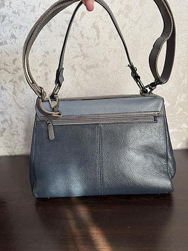 Mavi-boz rəng palitrasında zərif qadın çantası - Material: yumşaq — 3