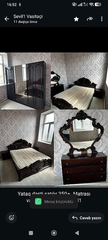 Yataq dəsti satılır 350₼. Matrası var.Ünvan Müşfiq. Sevil1