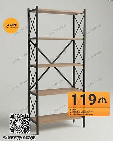 polkalar: Metall karkaslı taxta rəf sistemi – minimalist dizayn - Modell — 1